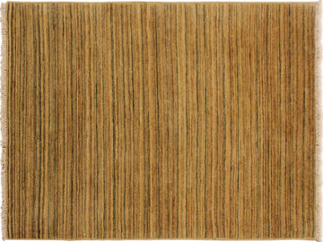 Modern Gabbeh Alaina Beige/Green Wool Rug - 3'1'' x 4'11''